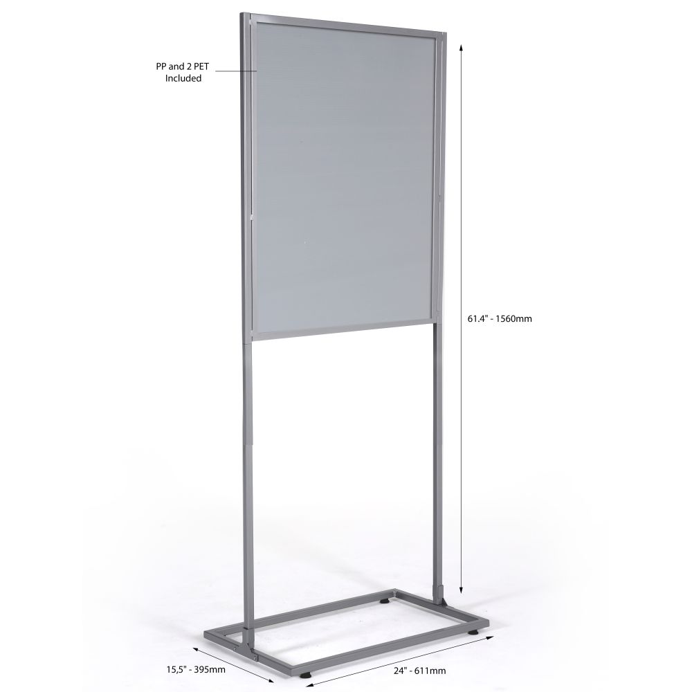 22″w x 28″h Metal Poster Display Stand With Tier Silver – Displays Outlet  – Online Display Signs Retailer