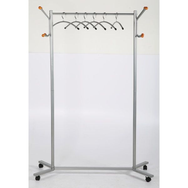 46x17x68 Coat Hanger Stand with Wheels, Silver – Displays Outlet 
