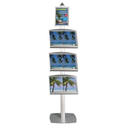 Free Standing Literature Display Stands with Frame Single Sided Silver