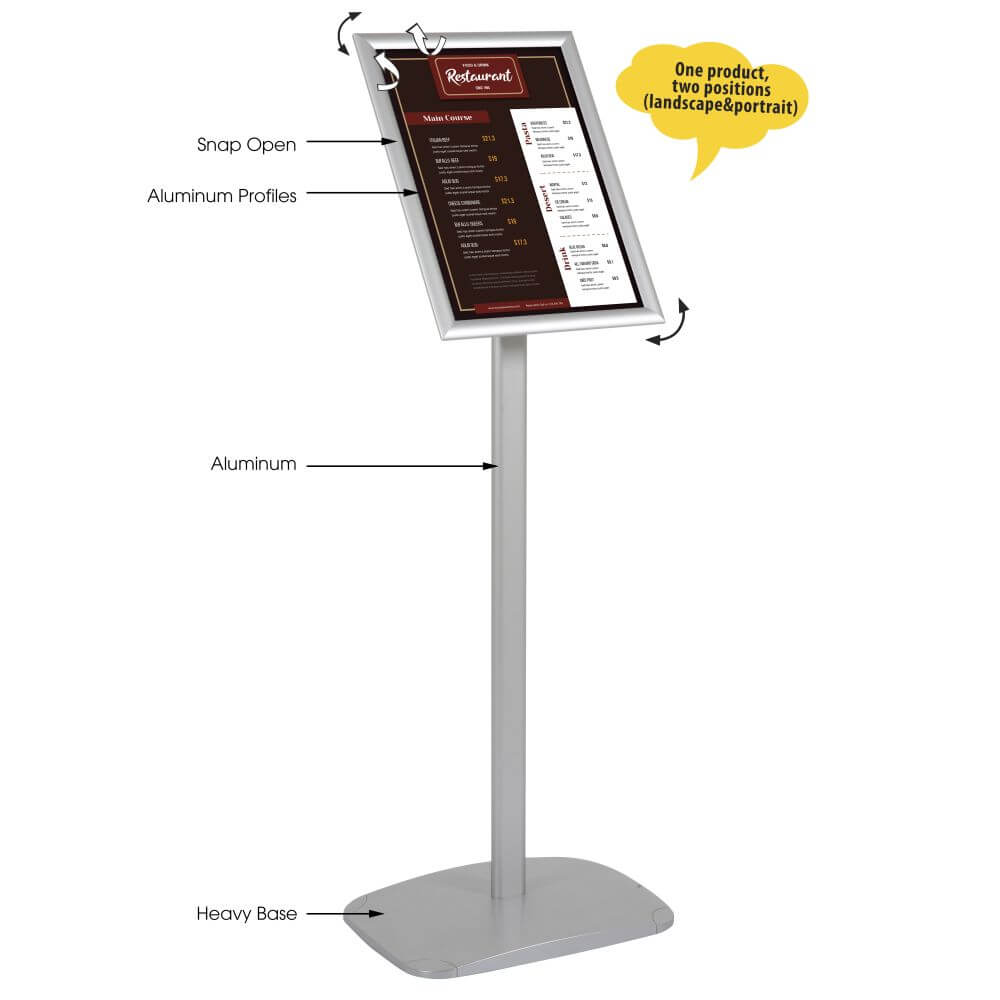 11×17 Advertising Restaurant Aluminum Sign Post, Reusable and Durable,  Silver, Mitred Corner – Displays Outlet – Online Display Signs Retailer