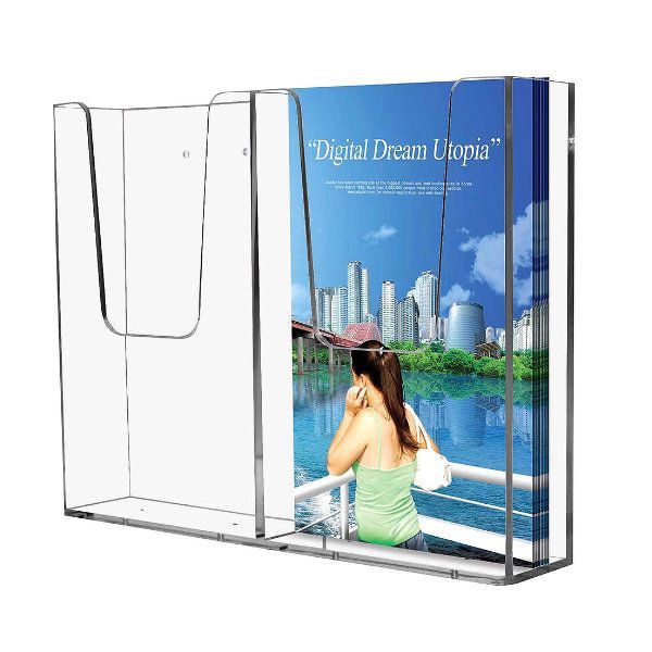 Clear Acrylic Wall Mount Brochure Holder 2x(4×6) Inch Tier Literature  Rack Pamphlet Leaflet Stand – Displays Outlet – Online Display Signs  Retailer