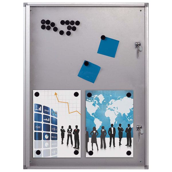 M&T Displays Universal Magnetic Showboard Silver Aluminum Indoor Lockable Glass Door Noticeboard 4x(8.5×11, Letter, – Displays Outlet – Online Display Signs Retailer