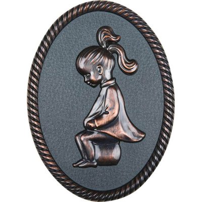 Oval shape Bronze framed plastic injected toilet sign,women.