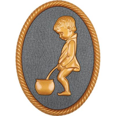 Oval shape Gold color plastic injected toilet sign, men