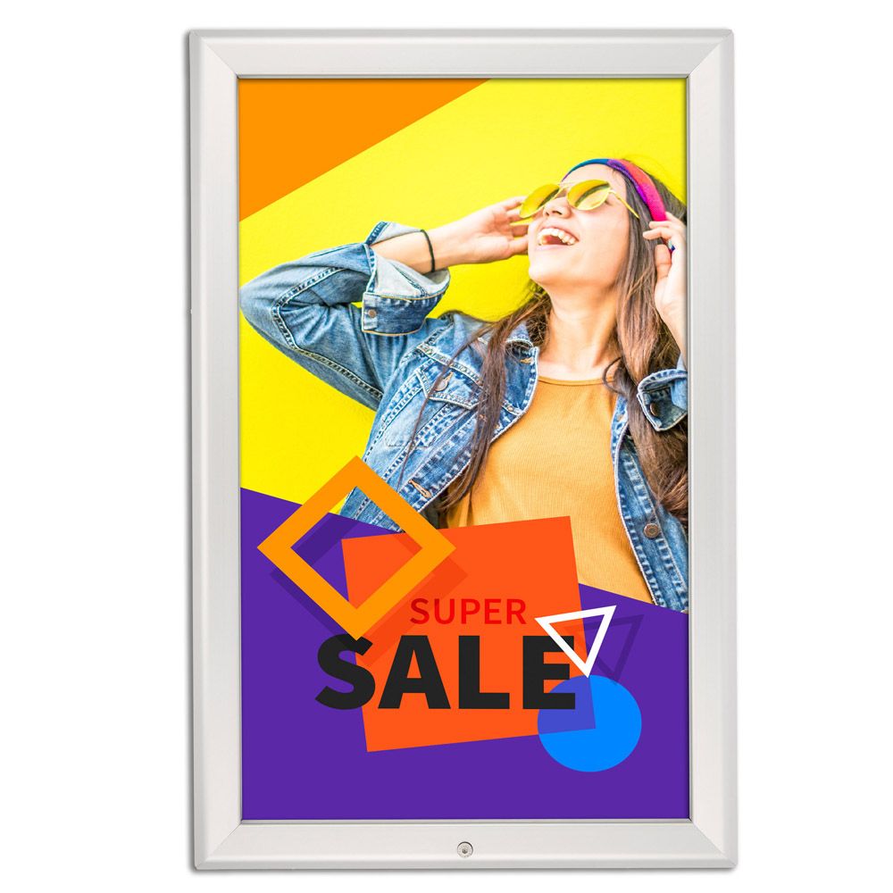 24×36 Fancy Snap Poster Frame – 1.58 inch Silver Color Mitered Profile –  Displays Outlet – Online Display Signs Retailer