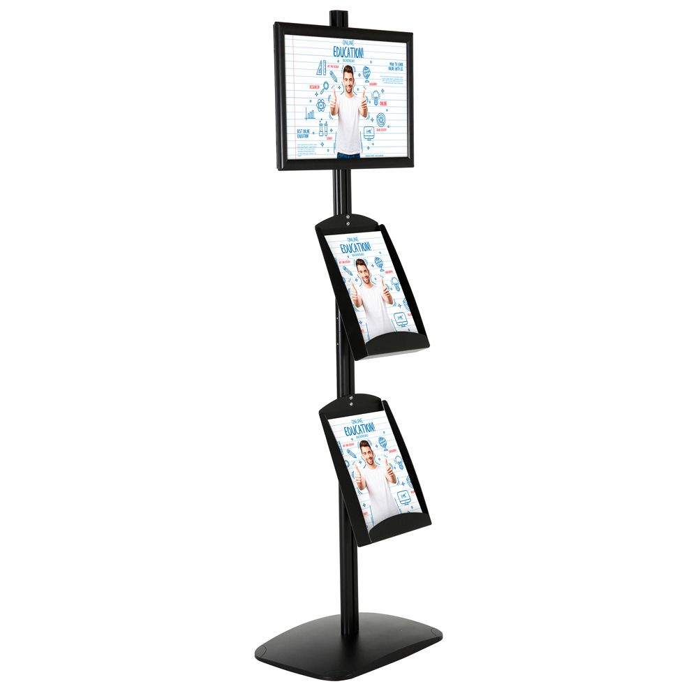 Double Sided 1x(11X17) Poster Stand /w 2x(8.5×11) Metal Tray Black –  Displays Outlet – Online Display Signs Retailer