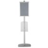 free-standing-stand-in-silver-color-with-1-x-11X17-frame-in-portrait-and-landscape-and-1-x-8.5x11-clear-shelf-in-acrylic-single-sided