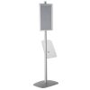 free-standing-stand-in-silver-color-with-1-x-11X17-frame-in-portrait-and-landscape-and-1-x-8.5x11-clear-shelf-in-acrylic-single-sided