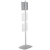 free-standing-stand-in-silver-color-with-1-x-11X17-frame-in-portrait-and-landscape-and-2-x-8.5x11-steel-shelf-single-sided-8