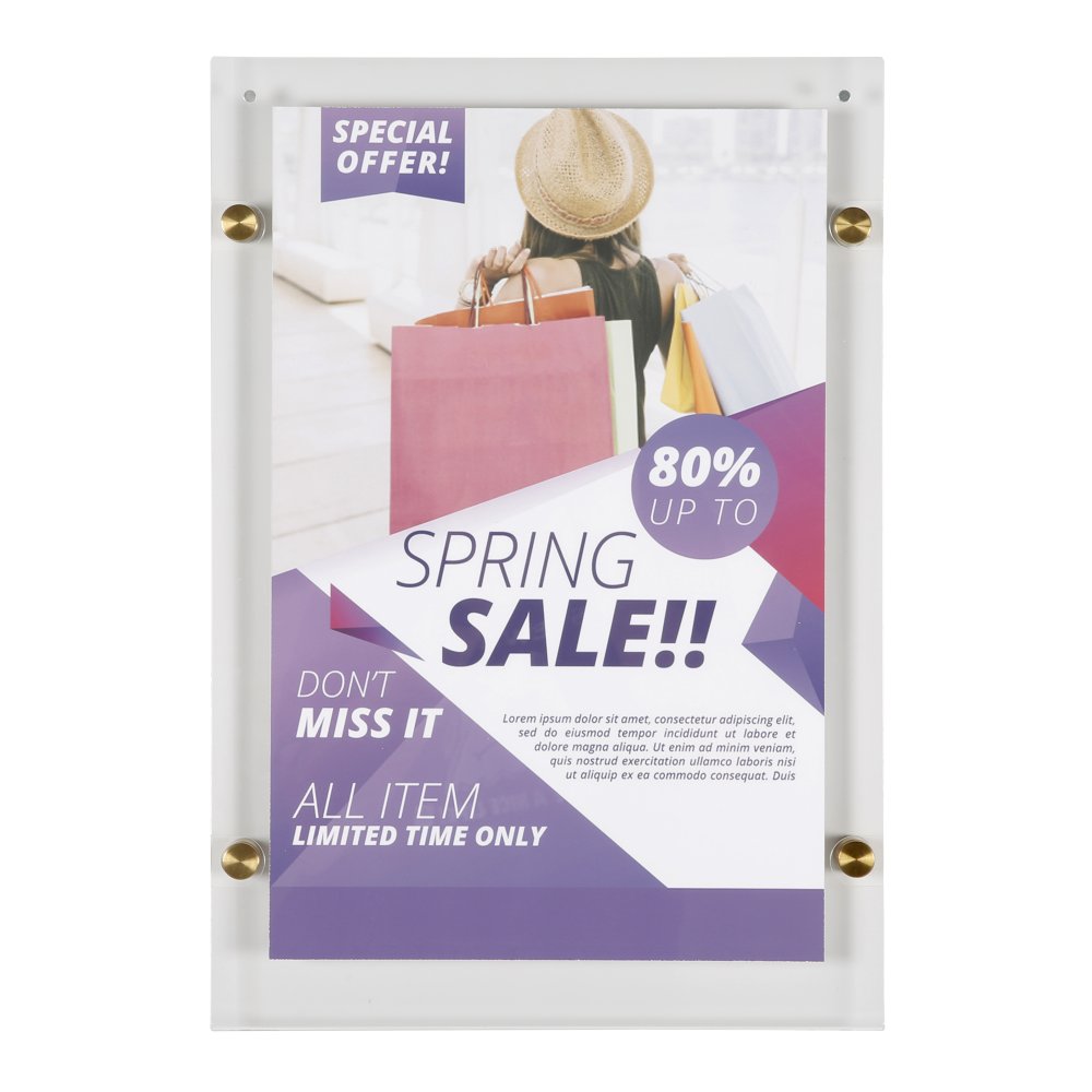 11×17 Wall Mount Clear Acrylic Sign Holder  Frame Brushed Gold – Displays  Outlet – Online Display Signs Retailer
