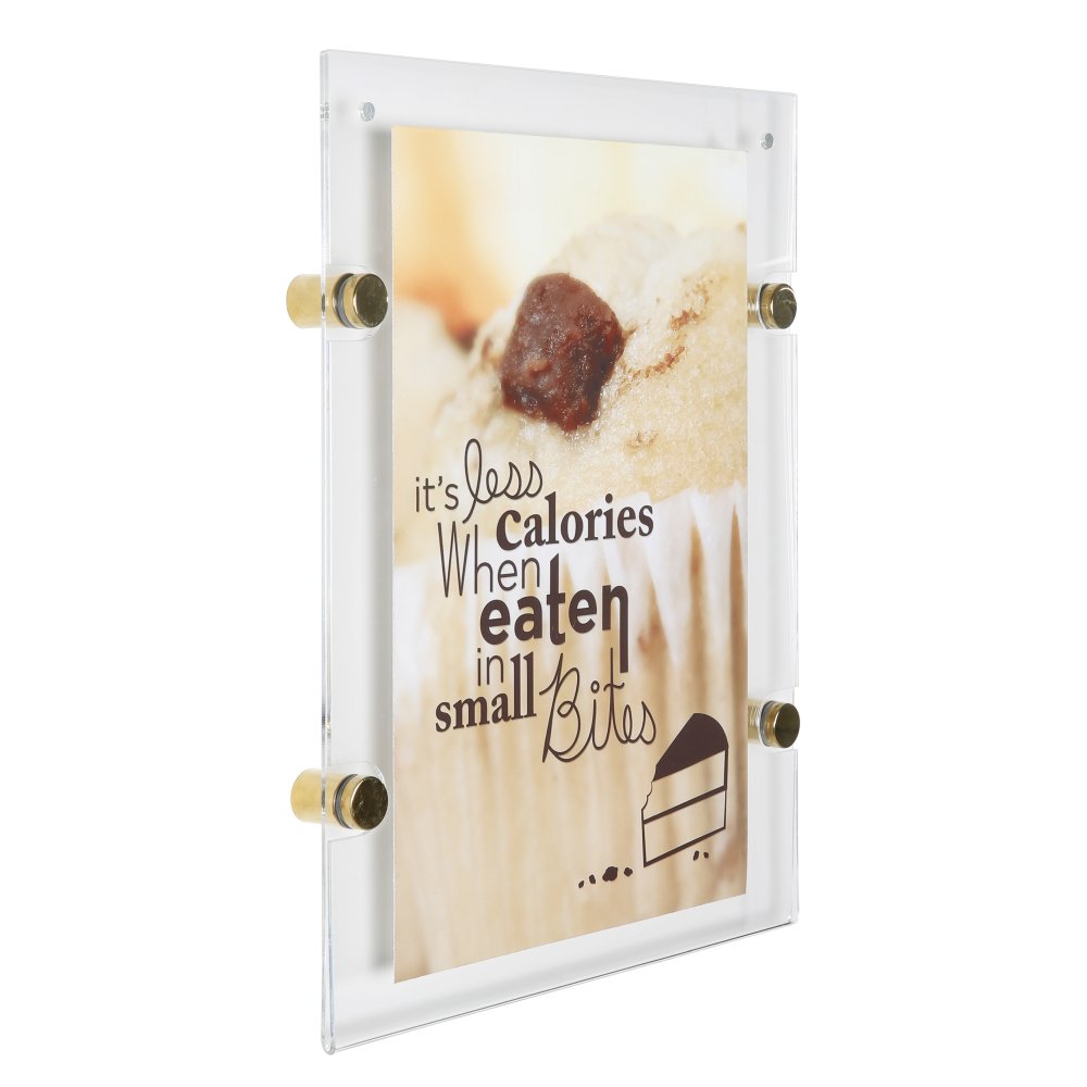 8.5×11 Wall Mount Clear Acrylic Sign Holder  Frame Chrome Gold – Displays  Outlet – Online Display Signs Retailer
