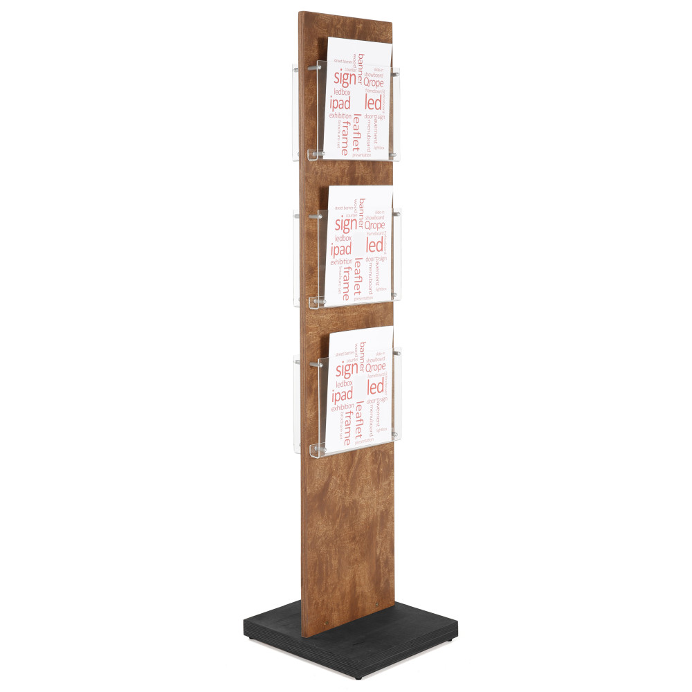 Double Sided, Plywood Poster Stand, Literature Holder (Dark Wood – Black,  6x(8.5×11)) – Displays Outlet – Online Display Signs Retailer