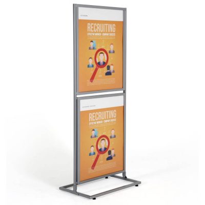 Metal Eco Info Board, Pedestal Poster Holder Sign Post Double Sided  Slide-In 22×70 Inch Silver 1-Tier Floor Standing – Displays Outlet – Online  Display Signs Retailer