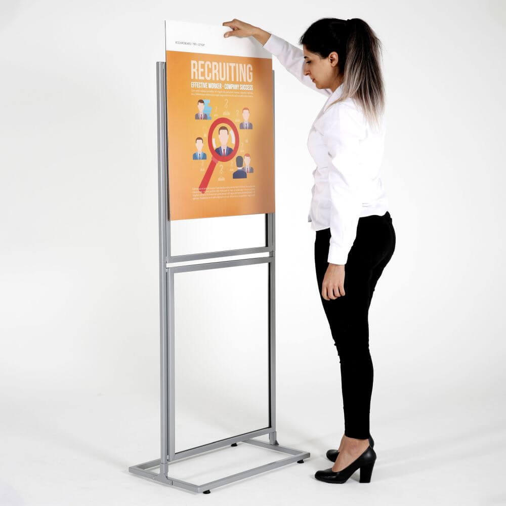 22″w x 28″h Metal Eco Infoboard With Tier Silver – Displays Outlet –  Online Display Signs Retailer