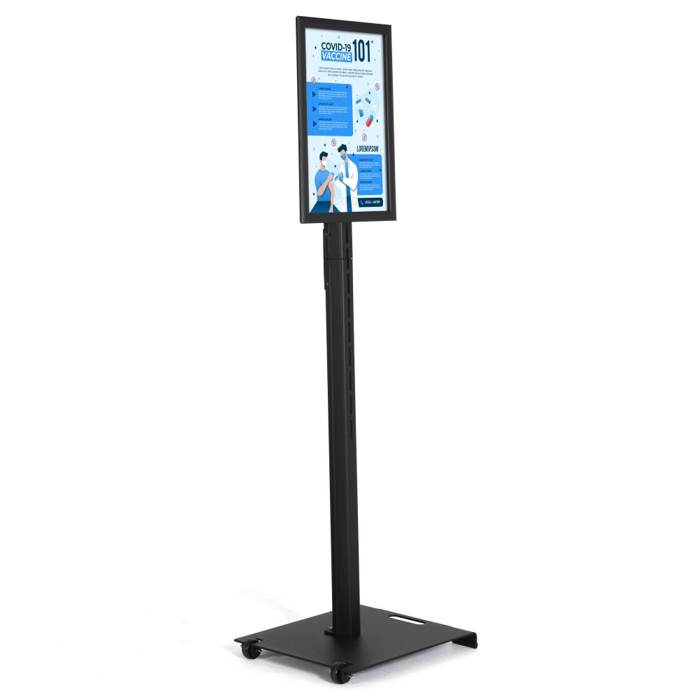Pedestal Outdoor Sign Holder Black 11×17 Inch Aluminum Snap Poster Frame  Floor Standing Roll-On Wheels – Displays Outlet – Online Display Signs  Retailer