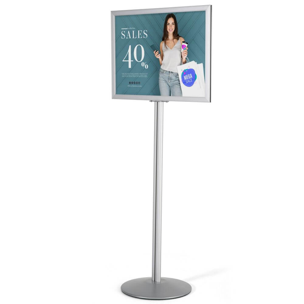 Pedestal Sign Holder Stand Black 18×24 Inch Double Sided Slide-In Aluminum  Poster Frame Floor Standing – Displays Outlet – Online Display Signs  Retailer
