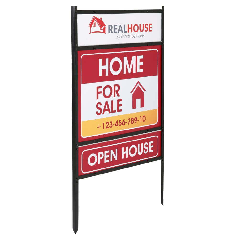 H Frame Real Estate Yard Sign Post Dual Rider 24×18 Inch 44″ Tall