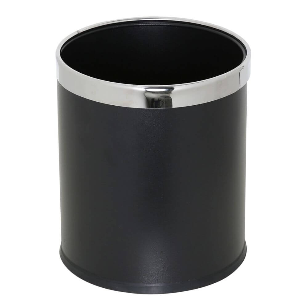 Black Cylinder Trash Can