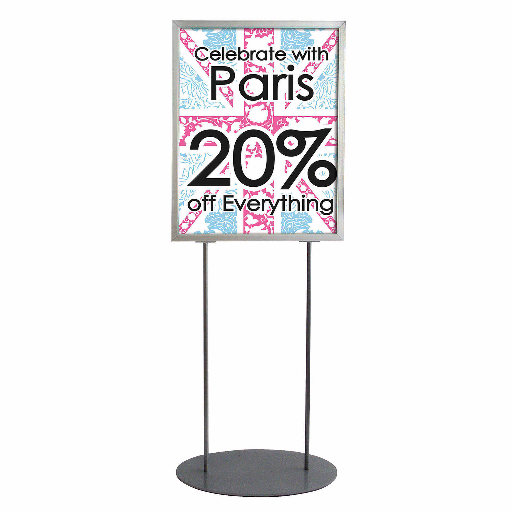 Floor Stand Stanchion Sign Holder 24W x36H Single Sided Sign —  screengemsinc